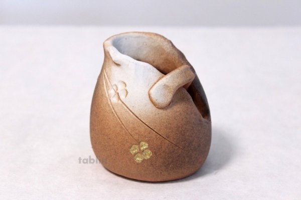 Photo3: Shigaraki pottery Japanese small vase tebukuro flower H 8.5cm