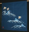 Photo1: Kyoto Noren SB Japanese batik door curtain Chidori Plover blue 85cm x 90cm (1)