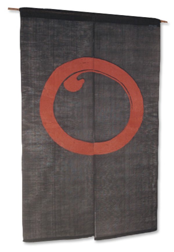 Photo1: Noren Mitsuru Japanese linen door curtain Kakishibu enso tetsu ben 88 x 150cm