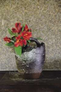 Shigaraki pottery Japanese vase teoke seki haze H18cm