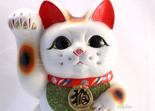 Photo2: Japanese Lucky Cat Tokoname ware YT Porcelain Maneki Neko koban H25cm