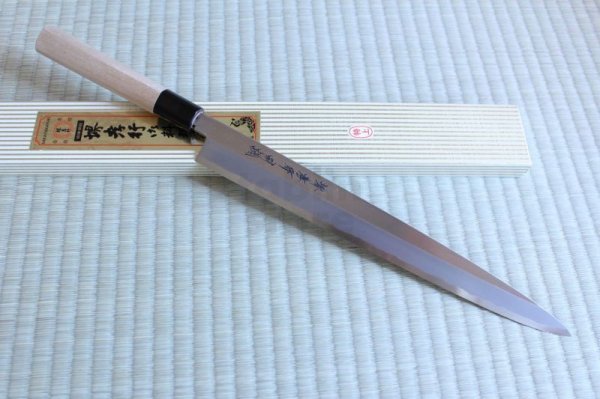 Photo1: SAKAI TAKAYUKI Japanese knife Tokujou Yasuki white-2 steel sashimi, Fugu, Takohiki