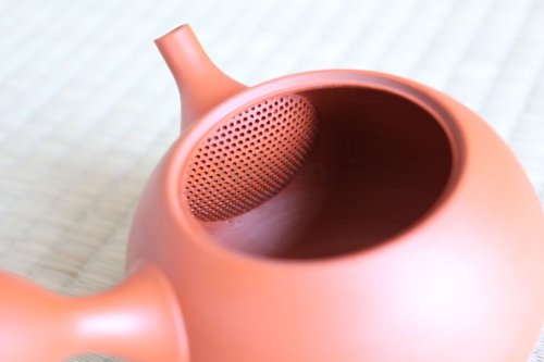 Other Images1: Tokoname Japanese tea pot kyusu ceramic strainer Hokuryu round red 300ml