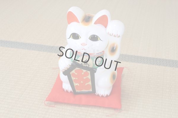 Photo2: Japanese Lucky Cat Tokoname YT Porcelain Maneki Neko ooiri left hand H33cm