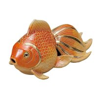 Japanese Goldfish Statue Figurine Kutani Porcelain beni mori gold W21cm