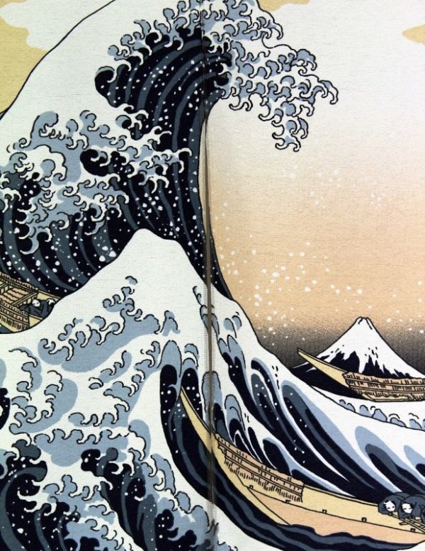 Photo2: Noren nm Japanese door curtain Ukiyoe Hokusai Shiranami 85 x 90cm