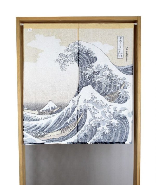 Photo5: Noren nm Japanese door curtain Ukiyoe Hokusai Shiranami 85 x 90cm