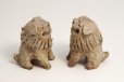 Photo2: Komainu guardian dogs shigaraki pottery doll pair H 9 cm (2)