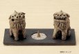Photo5: Komainu guardian dogs shigaraki pottery doll pair H 9 cm (5)