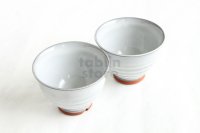 Hagi ware Japanese pottery yunomi tea cups haku white glaze 180ml set of 5