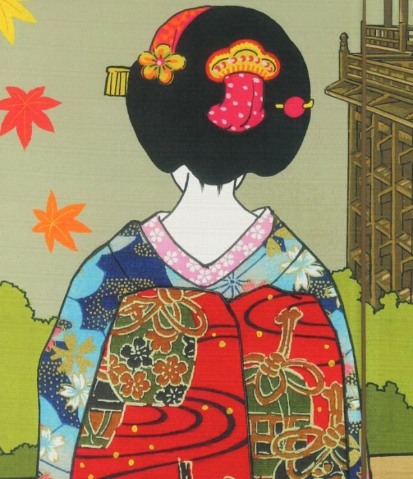 Photo2: Noren nm Japanese door curtain Ukiyoe Kyoto Irodori 85 x 150cm