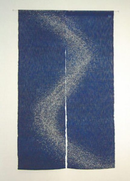 Photo1: Kyoto Noren SB Japanese batik door curtain Amanogaw MilkyWay indigo 88cm x 150cm (1)