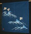 Photo1: Kyoto Noren SB Japanese batik door curtain Chidori Plover blue 85cm x 90cm (1)