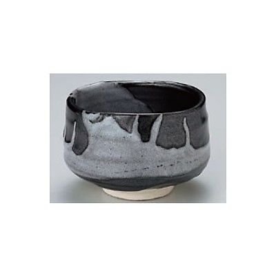 Photo3: Mino ware tea bowl Kurohaku nagashi kibo san Japanese chawan tea ceremony