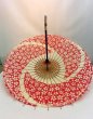 Photo4: Japanese umbrella bull's-eye Bangasa Wagasa bamboo arabesque design sakura red (4)