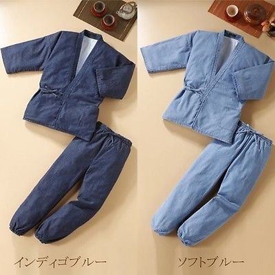 Photo3: Japanese Separated Kimono traditional style denim cotton SAMUE for Men