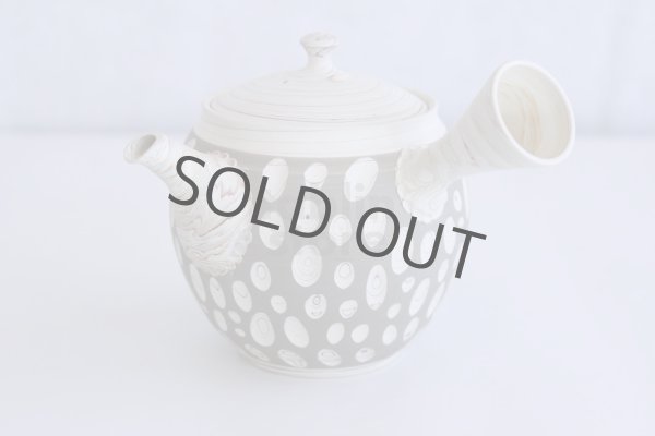 Photo1: Tokoname ware Japanese tea pot kyusu ceramic strainer YT Kenji usumidori 360ml (1)