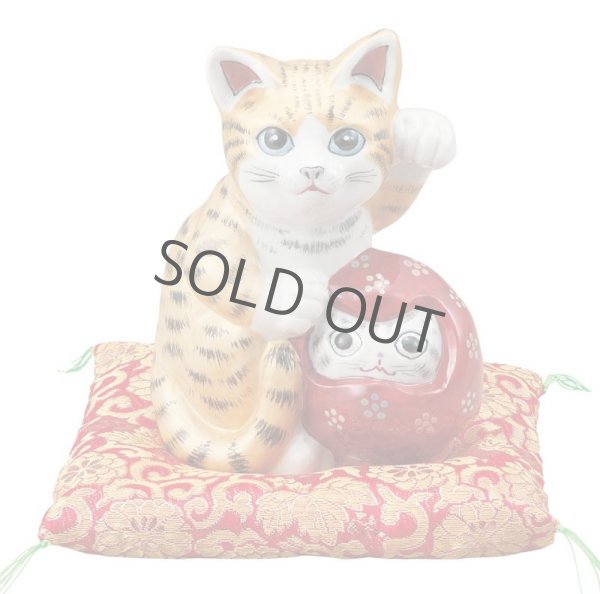 Photo1: Japanese Lucky Cat Kutani Porcelain Maneki Neko gosan kinsaiyu H 16cm  (1)