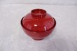 Photo7: Japanese Echizen Urushi lacquer soup bowl wan red zouni w/ lid D13.1cm　 (7)