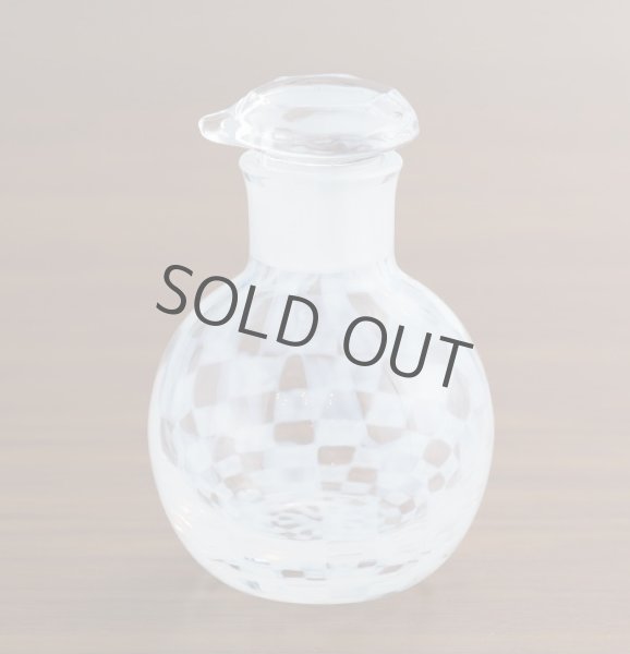 Photo1: Japanese Soy Sauce Dispenser Bottle Hirota glass ichimatsu checkered 145ml (1)