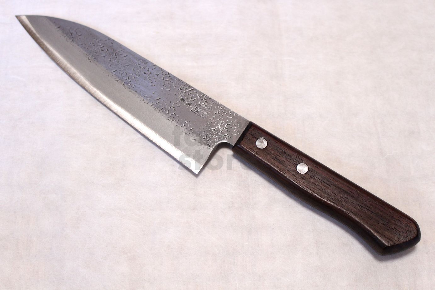 Yasuhiko Fujiwara hammered Aogami Blue-2 steel Santoku knife rosewood ...